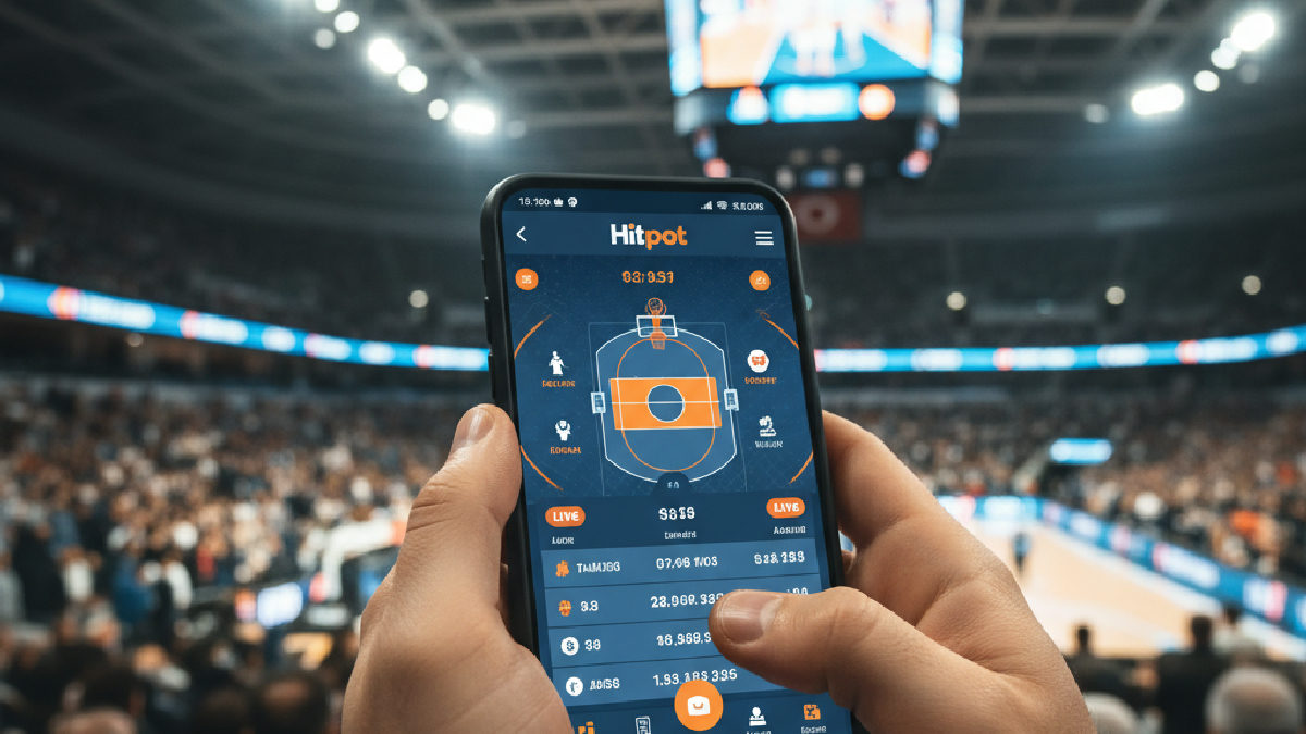 Hitpot mobil uygulama ile canlı basketbol bahisleri yapan bir kullanıcı.